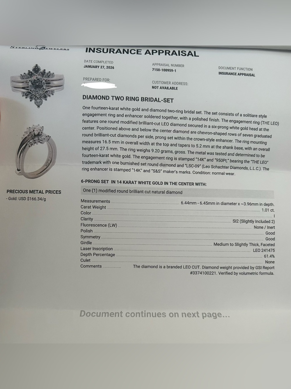 14k White Gold & Diamond Two Ring Bridal Set size 9 - Picture 13 of 15